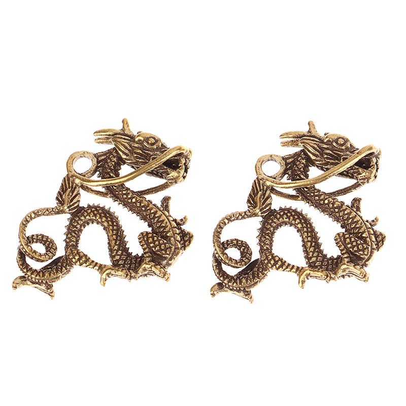 1Pc Retro Brass Dragon Figurine Decor Wealth Prosperity Chinese Style Ornament Dragon Luck Animal Fengshui Vintage Decors