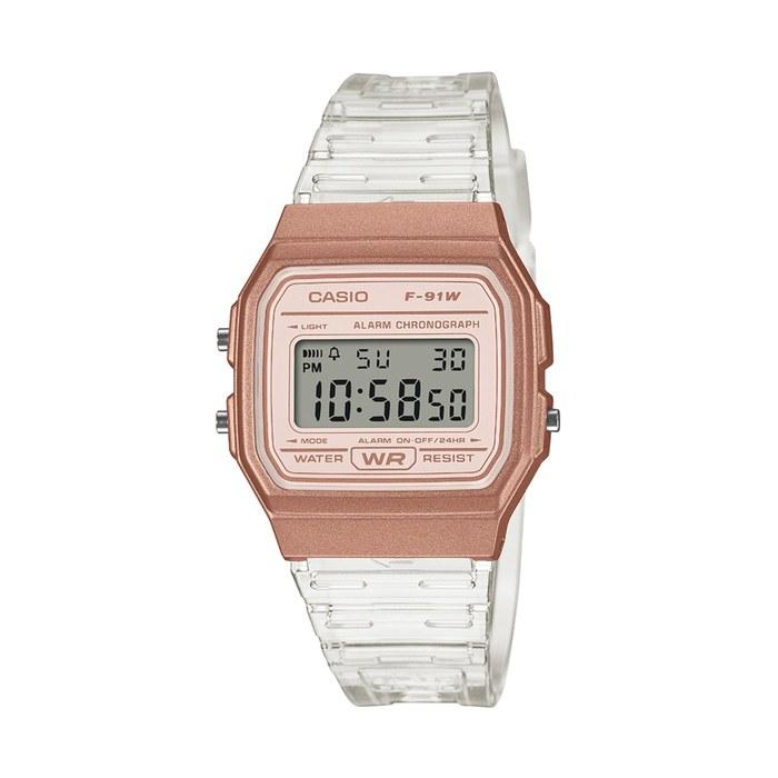 Casio Часы Casio Collection F-91WS-7A3JF Унисекс Розовое Золото/Прозрачное Персиковое Золото