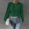 Women's Fashionable Round Neck Long Sleeved Solid Color Loose Shirt Top