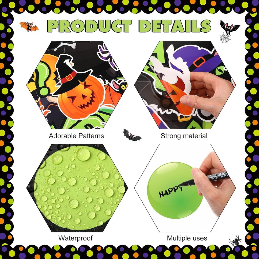 Pasimy Halloween Bulletin Board Decorations Set Halloween Theme Classroom Decor Spider Bat Ghost Pumpkin Cutouts with Borders for Home School Party