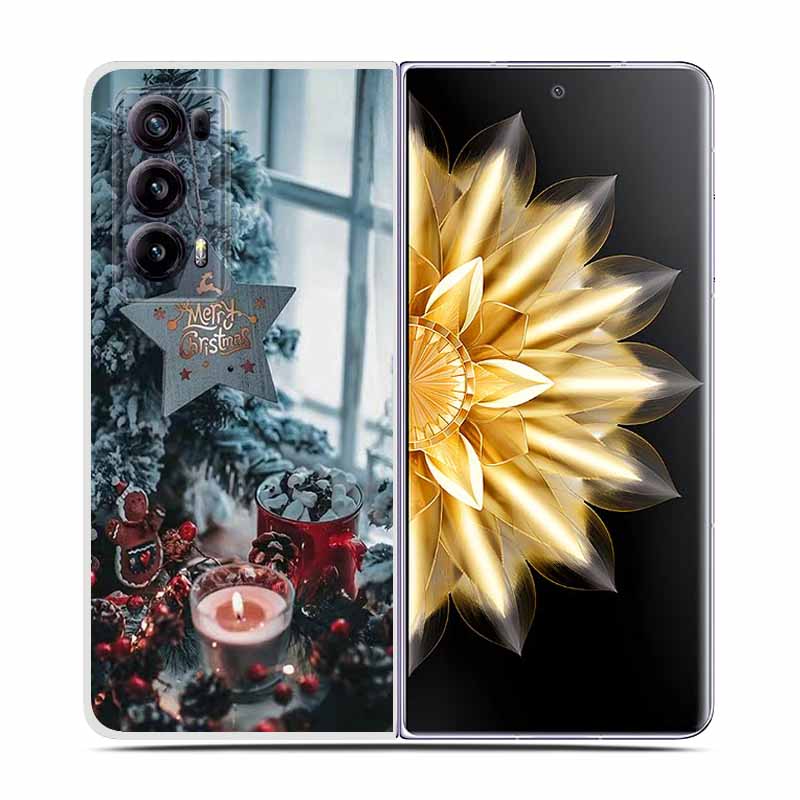 For Honor Magic V2 Case VER-AN1 Christmas Cute Clear Hard Plastic PC Back Cover For Huawei Honor Magic V2 5G Coques Cartoon Bags