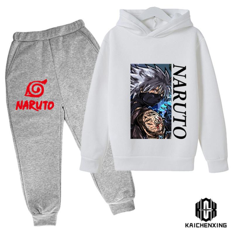 Комплект с капюшоном Наруто, детская одежда, одежда для маленьких девочек, повседневные свитера с капюшоном, детская одежда с капюшоном + брюки, 2 шт.