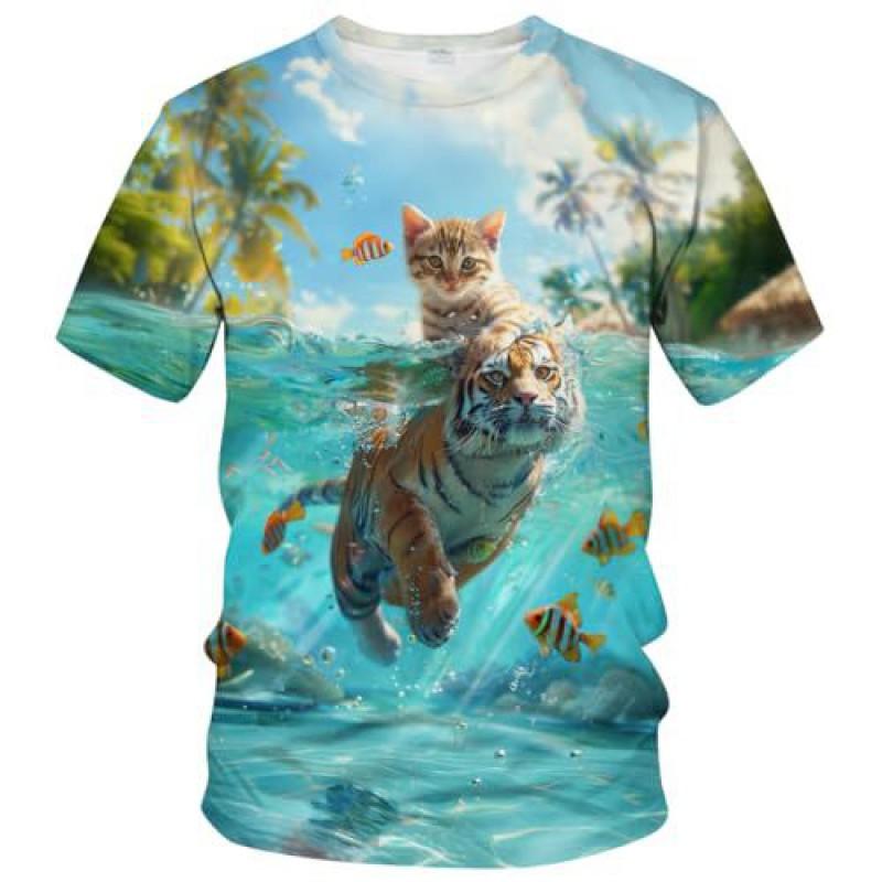 Мужская футболка с 3D-принтом Streetwear Повседневная с коротким рукавом с круглым вырезом Мода для молодежи
