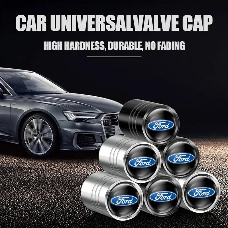 Car Sticker 4Pc Car Badge Wheel Tire Valve Caps For Ford Stracing Racing Fiesta Ranger Focus Kuga Mustang Air Stem Tyre Plug Car