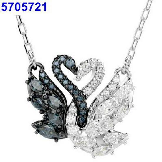 Ожерелье Лебедь: Черно-белая цепочка на ключицы со кристаллами Swarovski