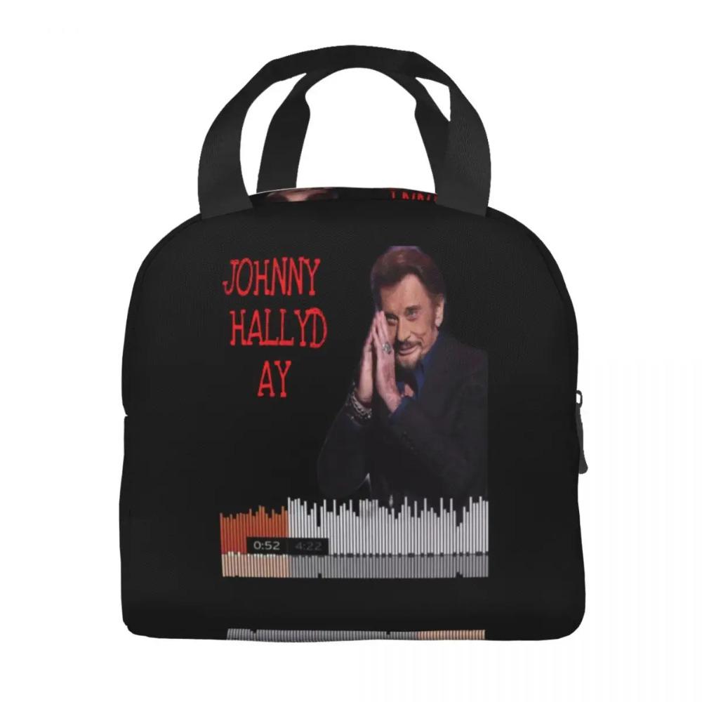 Custom Johnny Hallyday French Rock Singer Insulated Lunch Bag for Outdoor Picnic Resuable Cooler Thermal Bento Box Women Kids