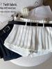 High-Waisted Pleated Mini Skirt - White A-Line, Anti-Exposure, Slimming College Style