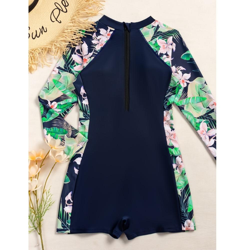 Летний купальник с длинными рукавами, консервативный солнцезащитный костюм для серфинга, цельный купальник