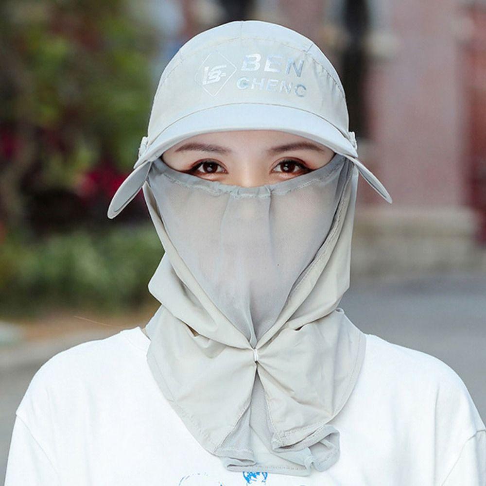 Breathable Sunscreen Ice Silk Cap Protective Shield Full Face Mask Women Sun Protection Cap