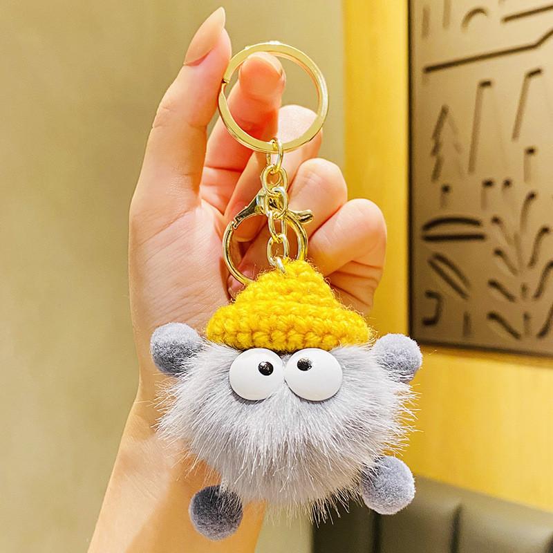 Cute Plush Yarn Hat Keychain Creative Cartoon Bag Pendant Gift For Parties