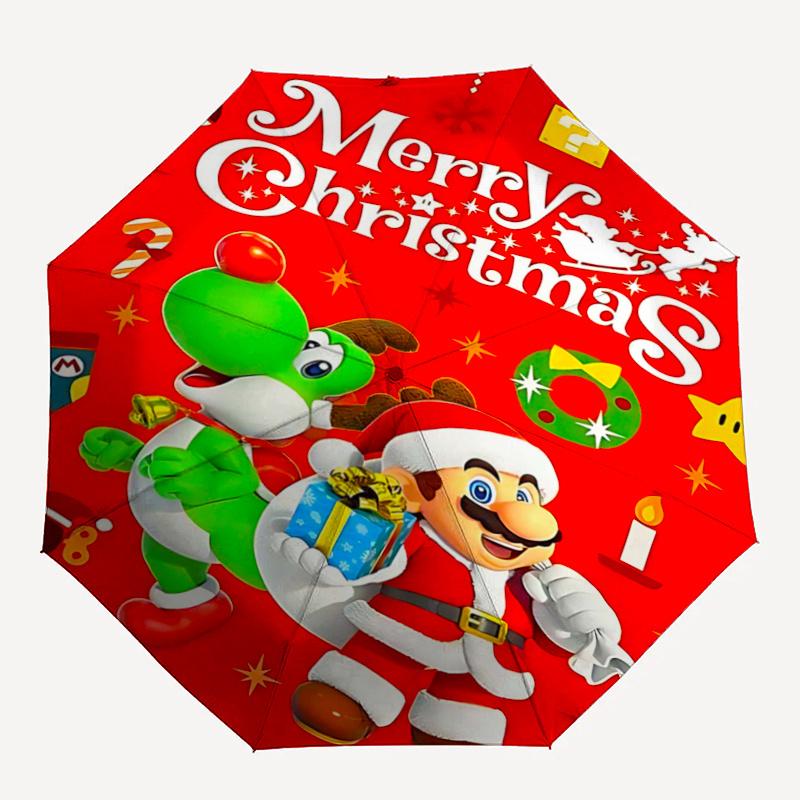1pc Mario and Yoshi's Festive Adventure Pattern Umbrella, Fashionable, Personalized, High-Value Folding Umbrella, a Must-Have for Summer, 8-Rib D