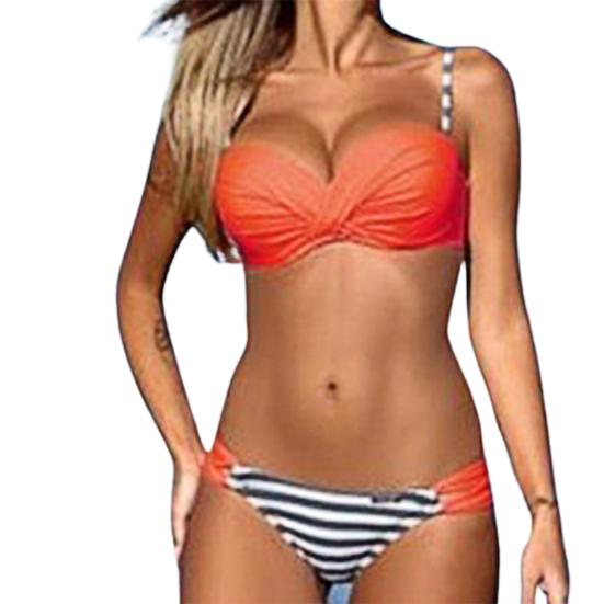 Sexy Bikini Striped Push Up Women Bra Briefs Swimsuit Bathing Suit for