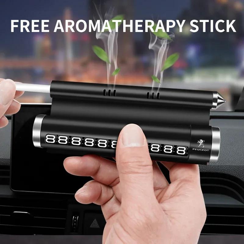 New Car Temporary Parking Card Rotate Phone Number Plate Aluminum Parking For Peugeot 308 408 508 RCZ 208 3008 2008 206 207 307