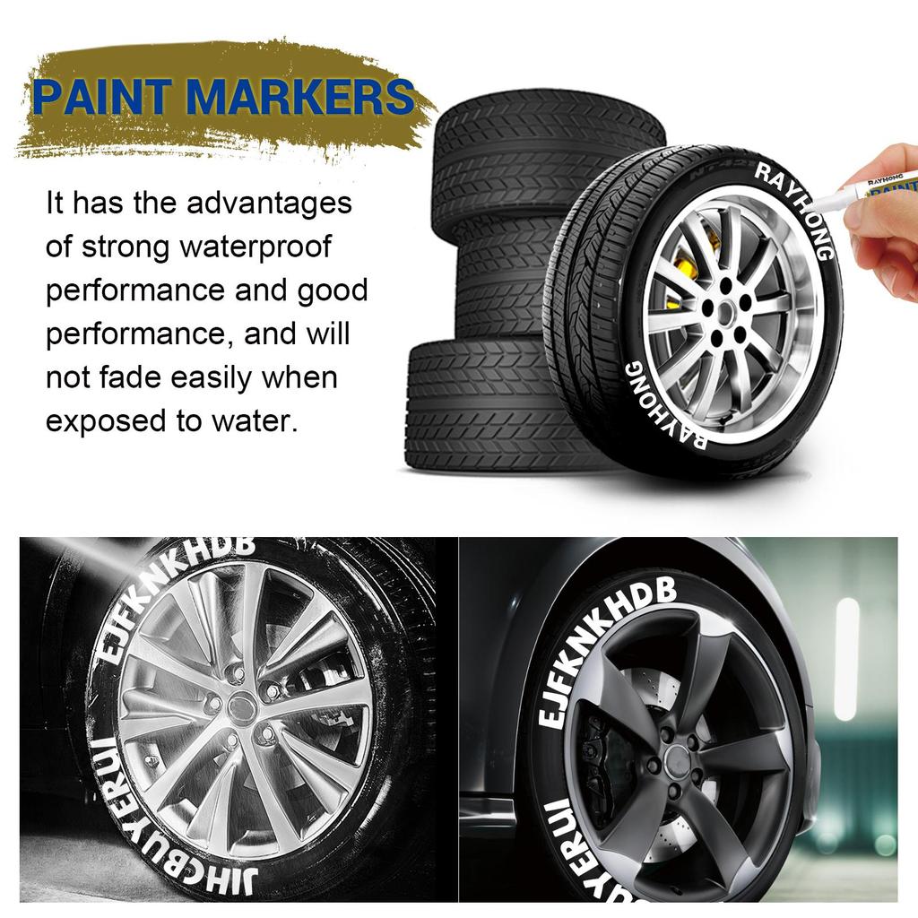 3pcs Car Tire Marker Car Compact Portable Waterproof Quick Drying Painting Marker Graffiti Pen