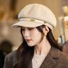 Beret Hat for Women In Autumn and Winter Retro Versatile Metal Logo Octagonal Hat Outdoor Windproof Baseball Cap British Style Painter Hat