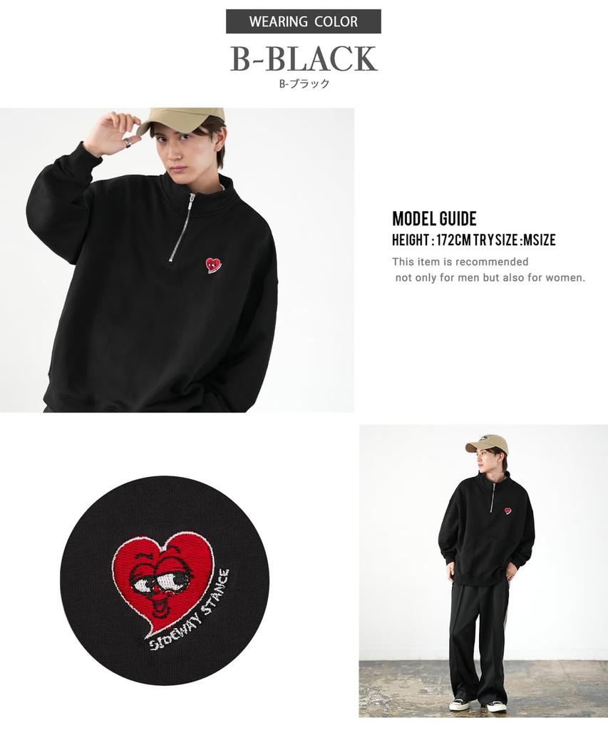 IMPROMES SIDEWAY STANCE Men's Half-Zip Fleece Sweatshirt with Embroidered One-Point Design, 70220, Navy