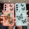 Простой прозрачный чехол с принтом бабочки и слотом для карт для Samsung S24 FE S23 S22 Ultra A16 A55 A54 A35 A34, тонкий противоударный мягкий силиконовый защитный чехол для телефона