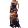 Женское весенне-летнее повседневное модное длинное платье с регулируемыми подтяжками и принтом