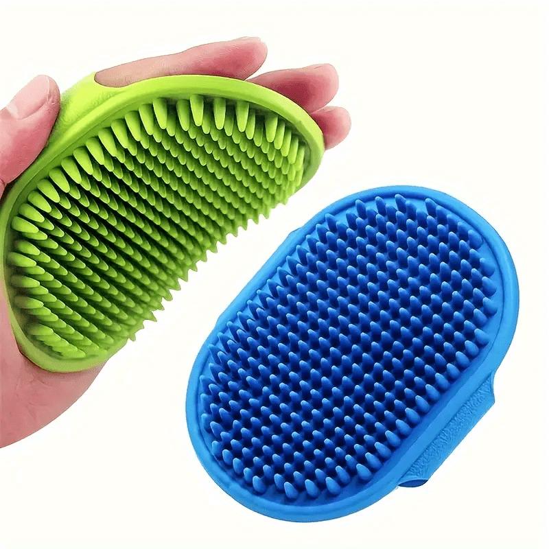 Dog Bath Brush with Adjustable Handle, Non-Slip Massage Grooming Tool for Easy Bathing and Hair Brushing