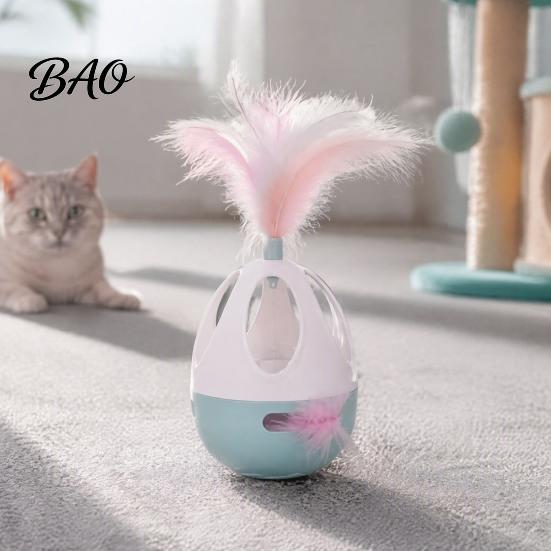 Electronic Feather Toys for Cats Interactive Cat Wobble Toy, Automatic 360 Degree Rotating Chirping Pet Sound, Touch Activated Toy Indoor Pouncing