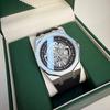 Men's Large Quartz Watch Black Warrior 12-Sided Case Hollowed-Out Face Silicone Strap Crafted with Precision Quartz Movement