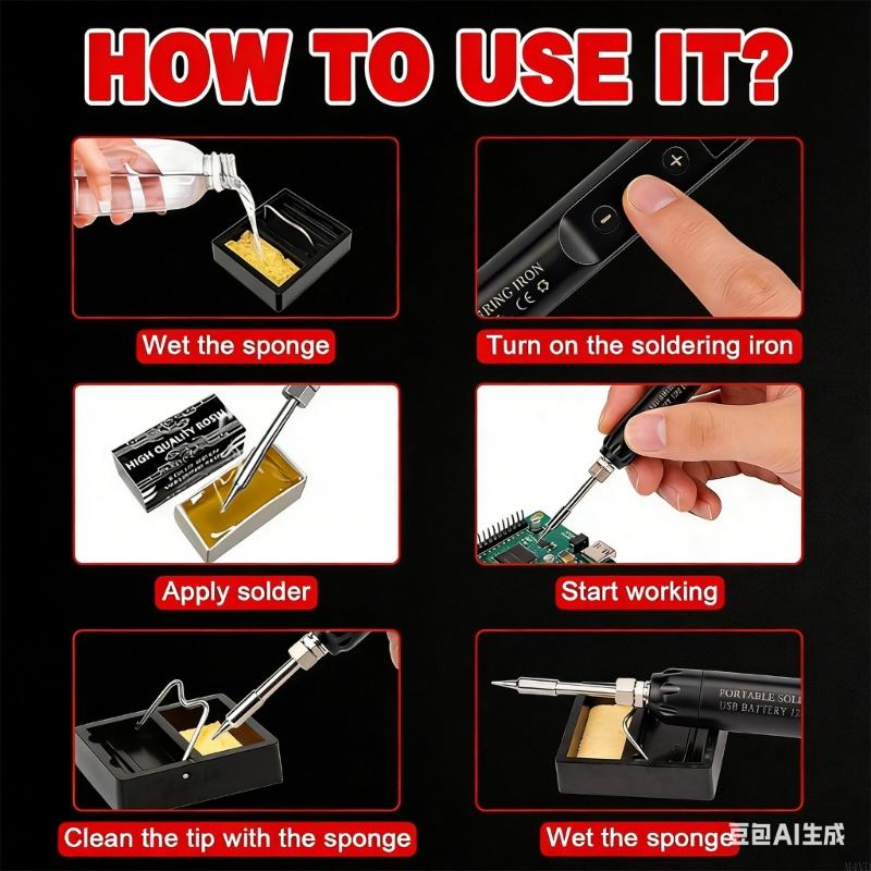 Беспроводной паяльник с питанием от USB, с регулируемой температурой и ЖК-дисплеем, для ремонта электроники и проектов M4YD