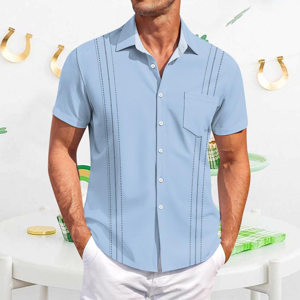 Men's Casual Short-sleeved Shirt Slim Fit Stylish Men's Hawaiian Print