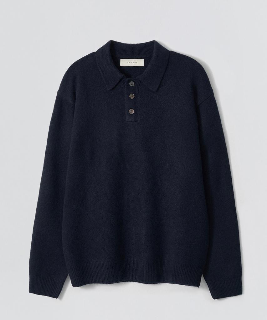 EZIO Natural Button Collar Knit_Navy
