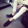Туфли без застежек Cool Young Man Street Pure Black Shoes Дышащие плоские мужские повседневные туфли размера плюс 45