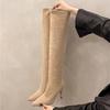 Осень 2025 Женские сапоги до колена Челси Дизайнерская обувь Сексуальные Элегантные Мокасины Винтажный Тренд Большой размер Высокие каблуки