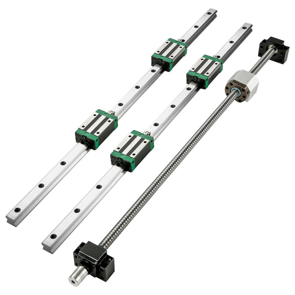 Linear Guide Rail 2Pcs HGR20-1000mm Linear Slide Rail with 1Pcs RM1605-1000mm Ballscrew with BF12/BK12 Kit Linear Slide Rail Guide Rail Square For DIY
