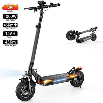 Электросамокат Складной iScooter W9 10" Мотор 1000W 14AH Макс. запас хода 45км Нагрузка 120КГ Черный