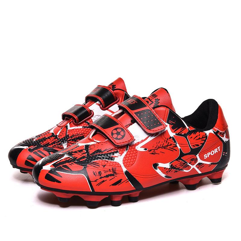 Football Shoes Children's Broken Nails Spikes Outdoor Elementary and Secondary School Students Velcro Student Sneakers Training Competition Sneakers