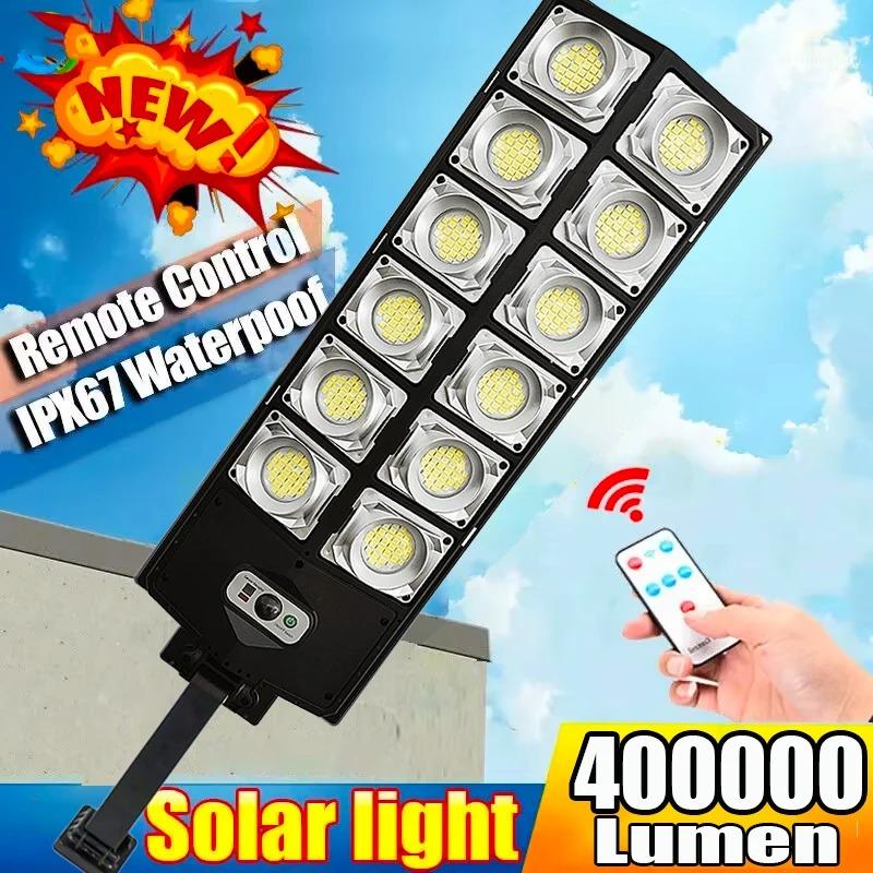 360LED Motion Sensor Solar LED Lights Outdoor Brightest External Solar Lamp with Remote Control Floodlight Wall Street Lamp 120LD 180LED 240LED 300LED