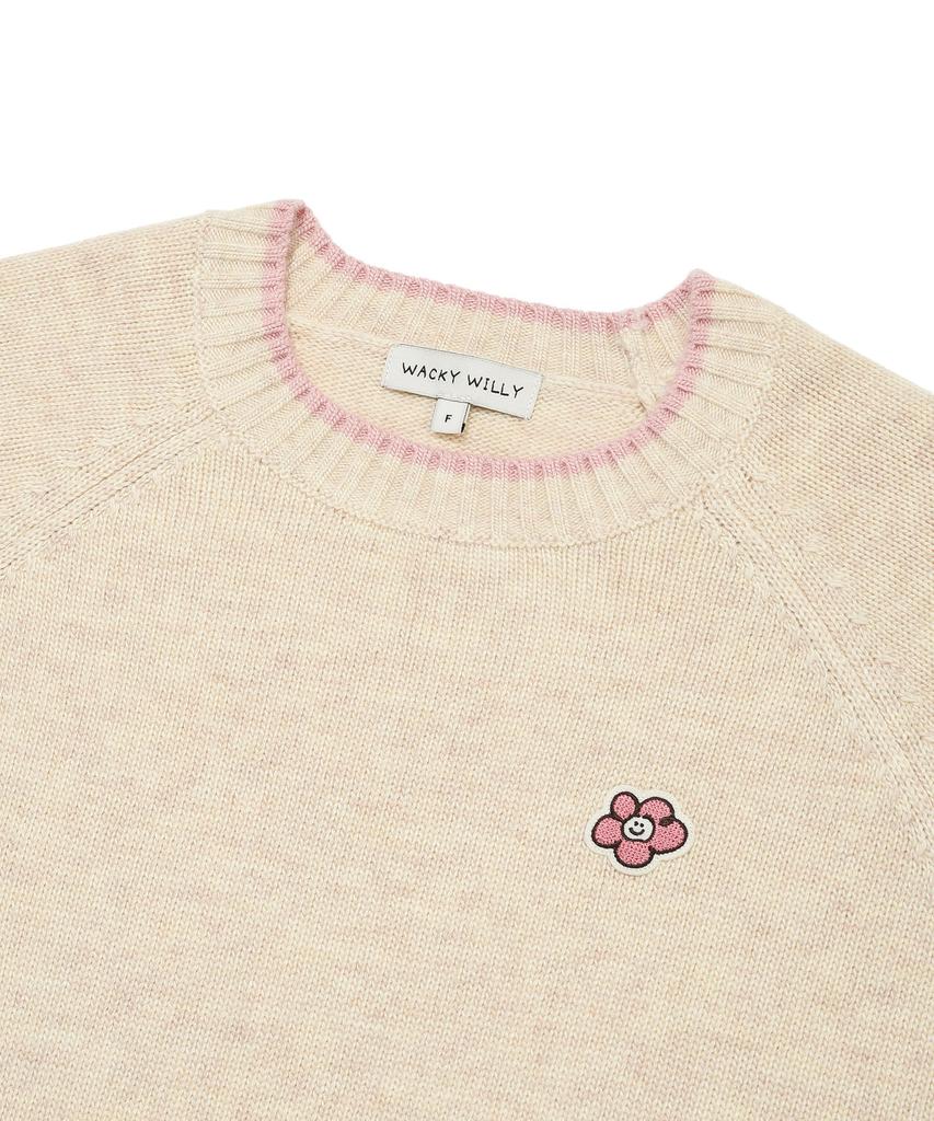 WACKY WILLY Women'S Lily Patch Color Block Pullover Oatmeal