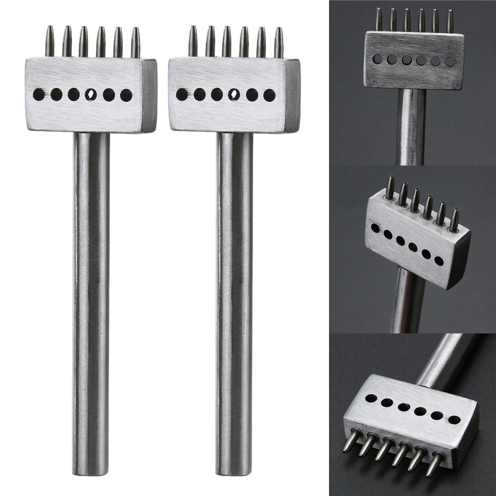 Кожаный ремесленный зубец отверстие 4 мм интервал дырокол инструменты круглый ряд сверлильный резак отверстие DIY прокалыватель гаджеты 2/4/6 зубцов