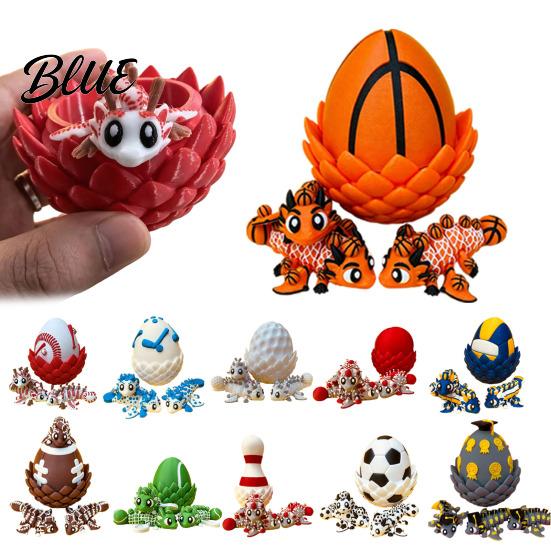 Ball Dragon Collectible 3D Printed Egg Ornament Toy with Figurine Inside Sports Inspired Fidget Toy Stress Relief Statue for Kids Adults Home Office