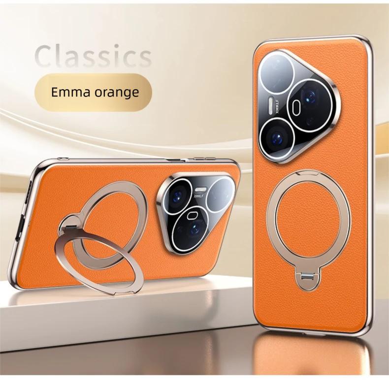 Премиальная магнитная обложка-подставка из веганской кожи для Huawei Pura 70 Ultra / 80 Pro+ Case 360° вращающийся металлический кронштейн гальванизированная рамка