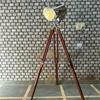 177.8 Cm Nautical Theatre Searchlight Floor Lamp Chrome Finish with Adjustable Wood Tripod Designer Spotlight for Home Decor
