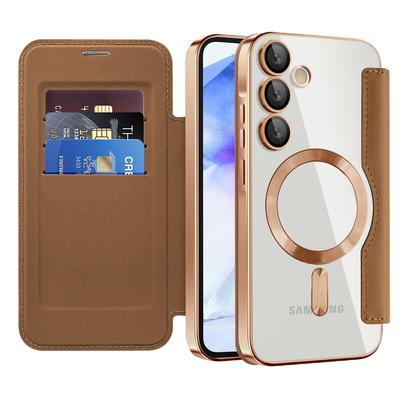 Чехол для Samsung Galaxy A55 5G, совместимый с MagSafe, кожаный чехол для телефона с RFID-блокировкой