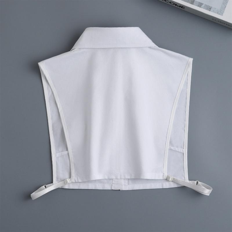 Women White Long Pointed Fake Collar Big Lapel Fake Collar Detachable Lapel Half Shirt Cotton False Collars