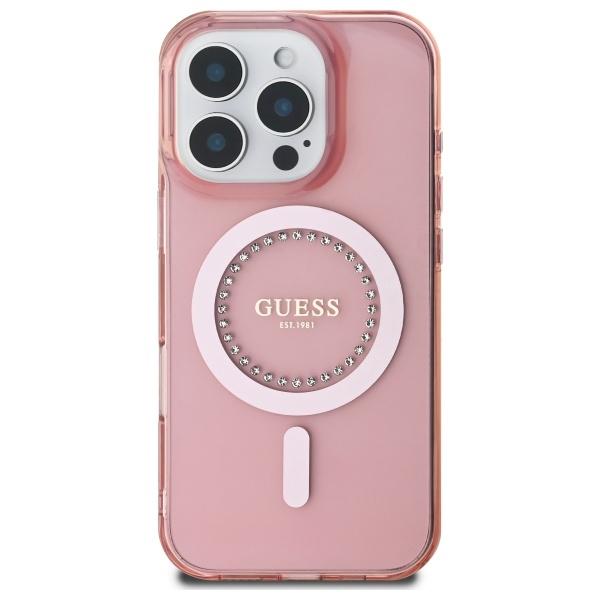 Guess Guhmp16Lpftdtep Iphone 16 Pro 6.3 Różowy/Pink Hardcase Iml Cyrkonie Magsafe
