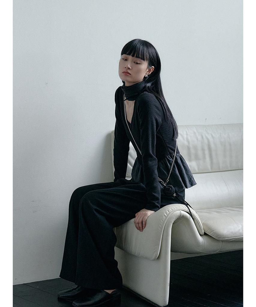 MAKE A TOAST Wool Blend Midrise Pants Black Mbefpa001Bk