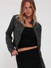 Women's Vintage Faux Leather Cropped Moto Jacket Zip Up Stand Collar Casual Short Biker Coat