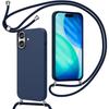 Coque De Téléphone - BOOLING - Pour iPhone 17 - Silicone Liquide Antichoc Bleu Marine Avec Cordon