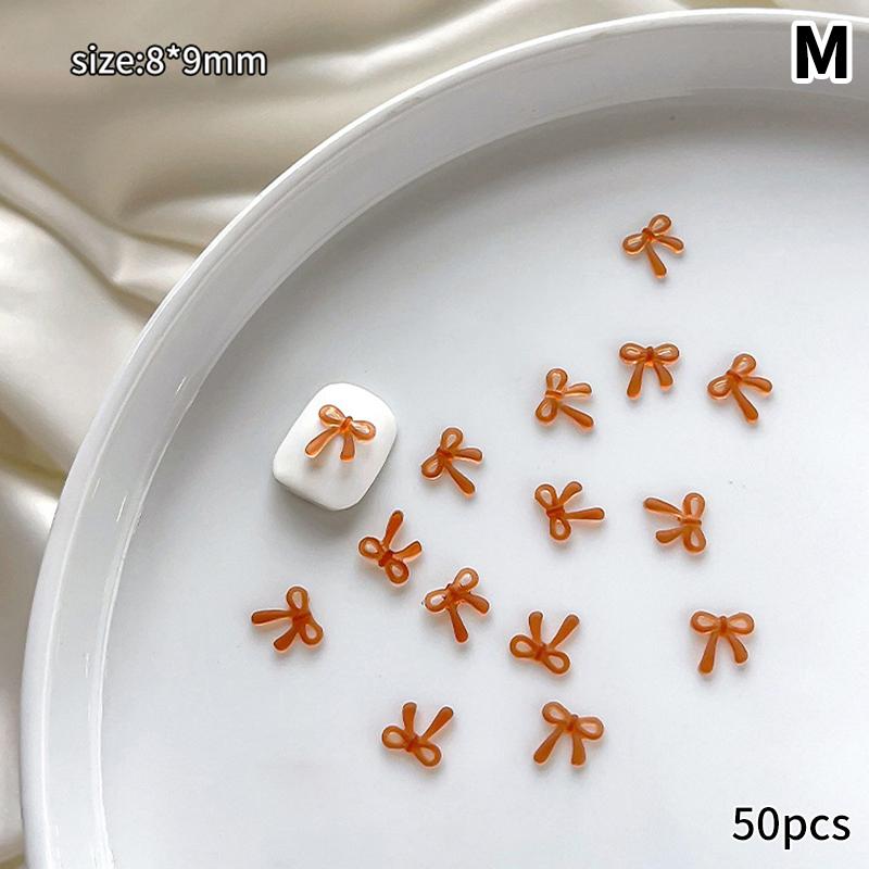 50Pcs Resin Bow Nail Charm Bulk Mix Size 3D Ribbon Bowkont Mini Kawaii Nail Art Accessories Diy Cute Nails Decorations