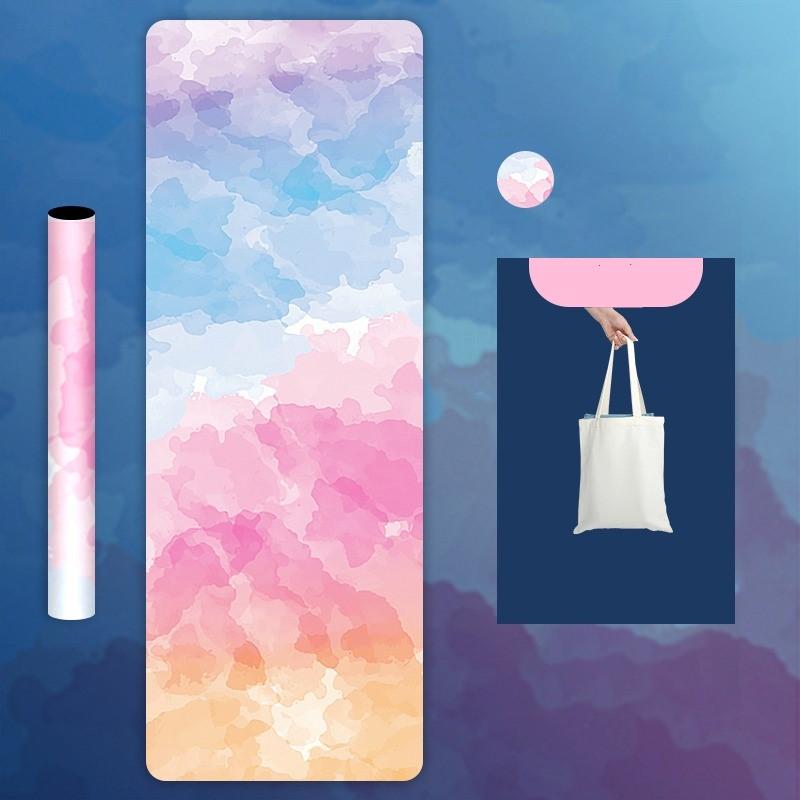 Коврик для йоги с принтом из натурального каучука и бархатной поверхностью. Тонкий нескользящий портативный складной напольный коврик, впитывающий пот. Фитнес-упражнения. Моющийся напольный коврик.