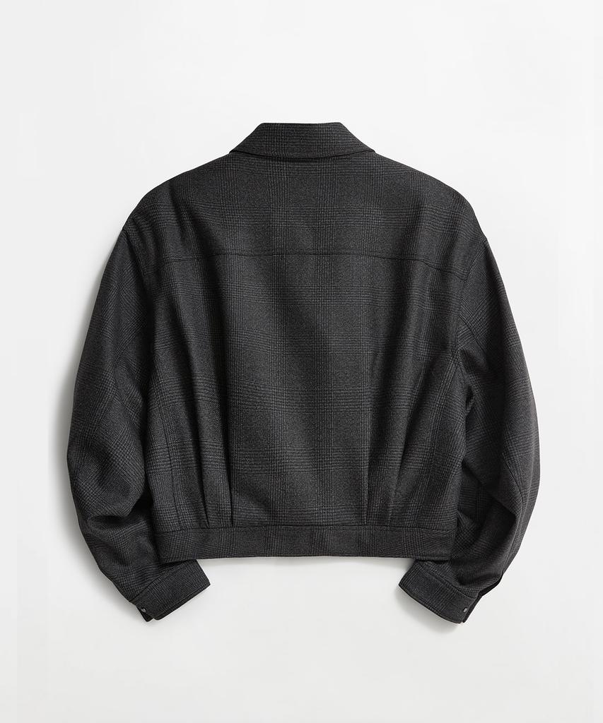 LMOOD Kaiser Wool Check Rider Jacket Charcoal Black