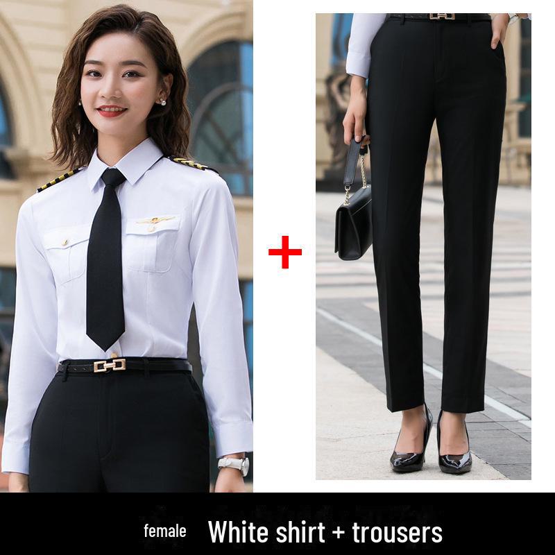 Рубашка с длинными рукавами в стиле пилота ВМС: Унисекс профессиональная одежда для бортпроводников и капитанов