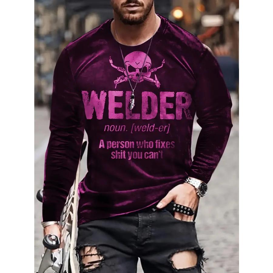 Long Sleeve Creative Graphic Print T-Shirt for Men - Stylish Autumn Classic Fit, Casual Tees for Daily Life - Mens Clothing, Fashion Apparel